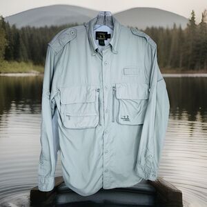 Cabelas Guidewear Shirt Men's Small Tan Guide Fishing  Long Sleeve Button Up Zip